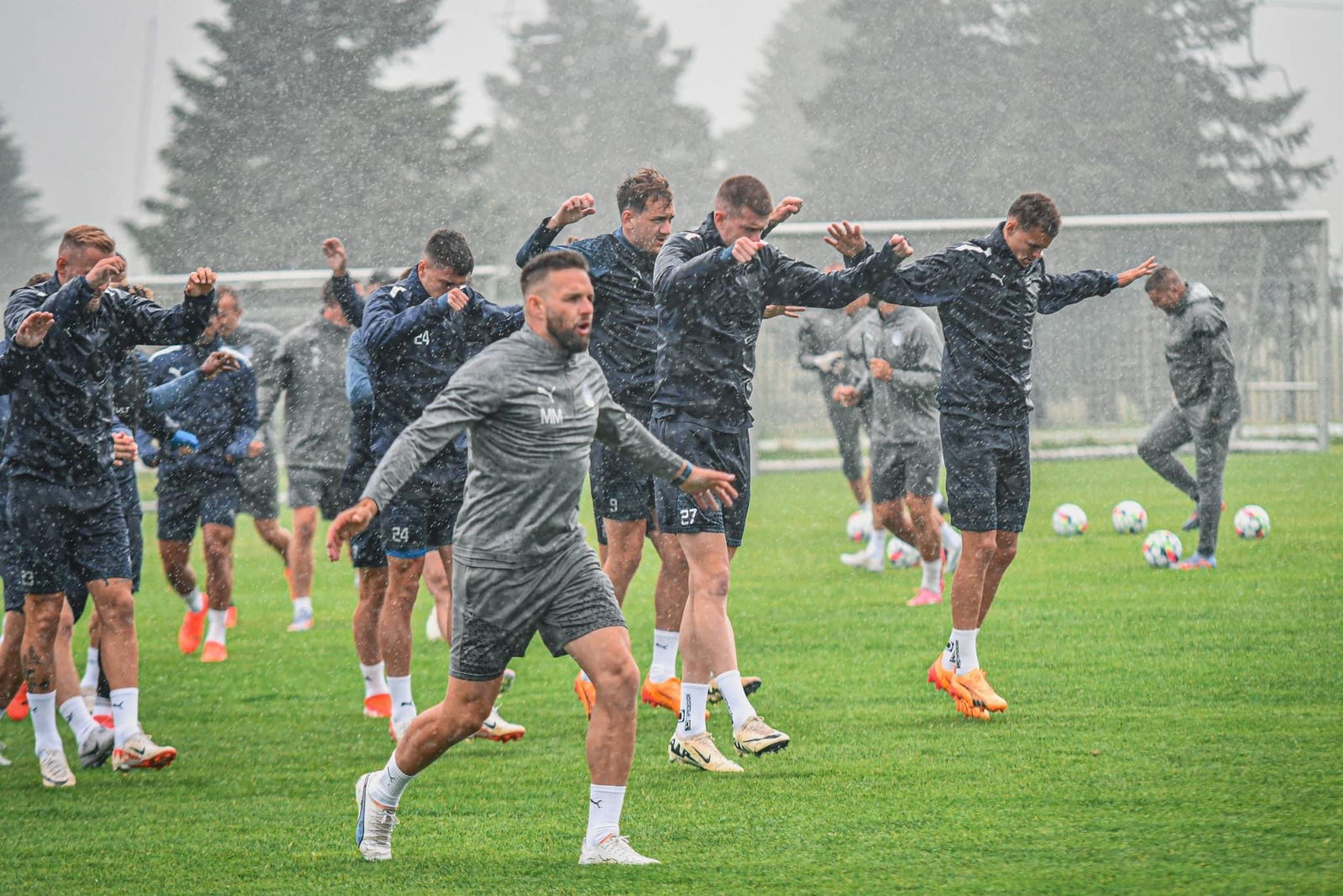 První trénink na soustředění ve Slovinsku
