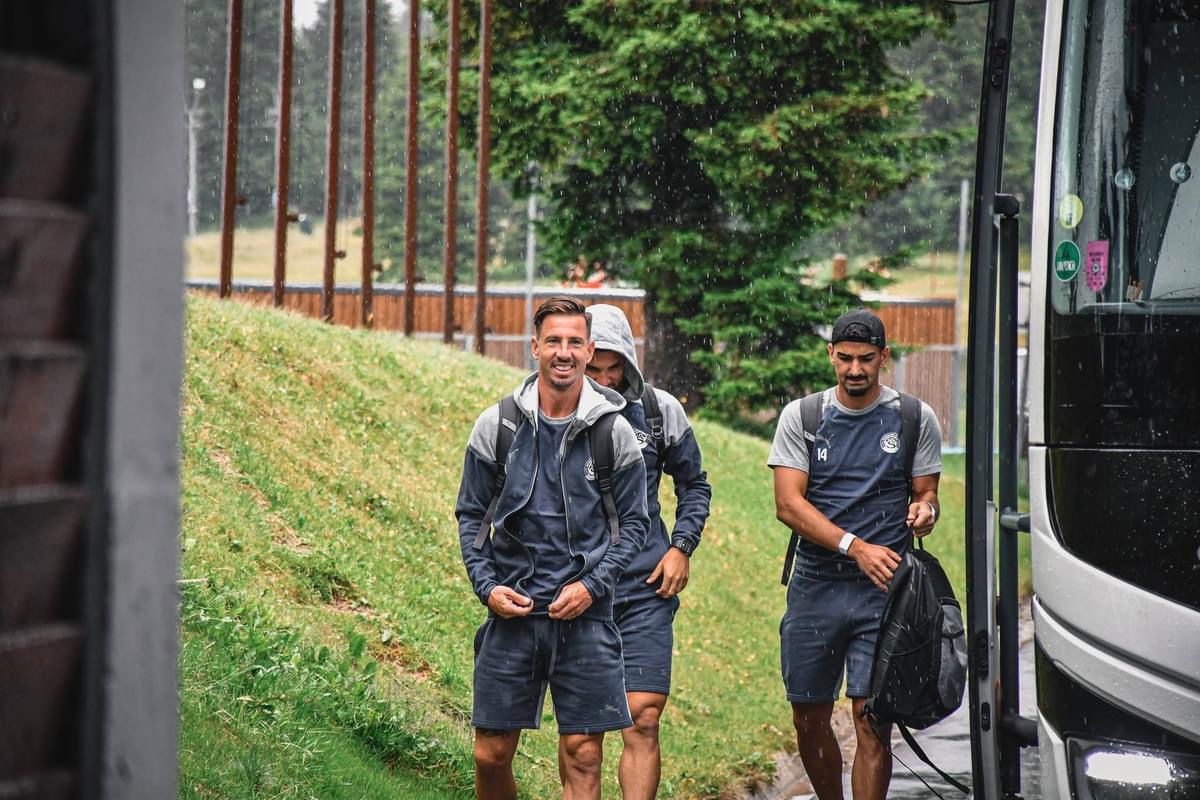 První trénink na soustředění ve Slovinsku