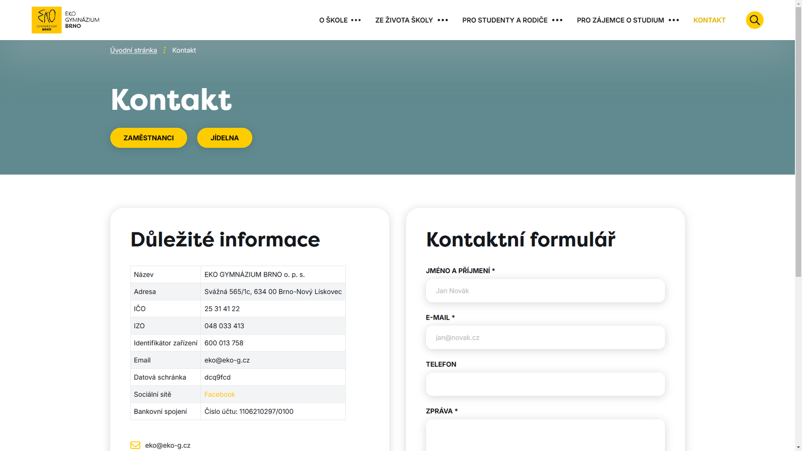 Kontaktní formulář 
