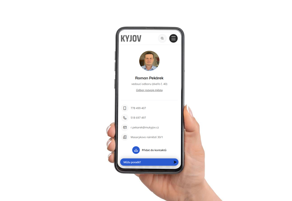 Vizitka kontaktu (možnost uložení kontaktu)