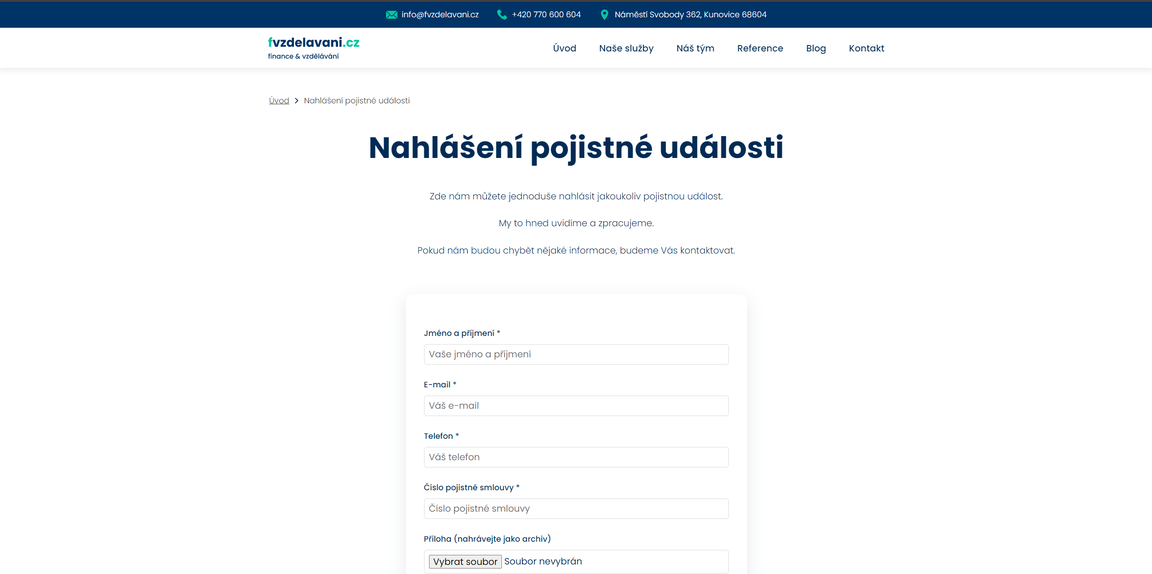 Detail nahlášení pojistné události