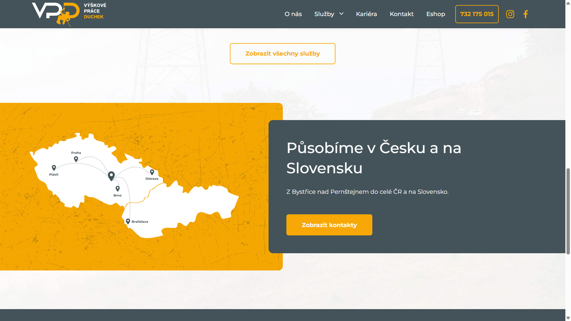 Mapa s odkazem na kontakt