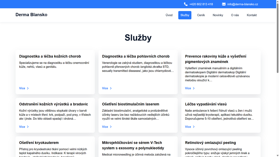 Click-through services page