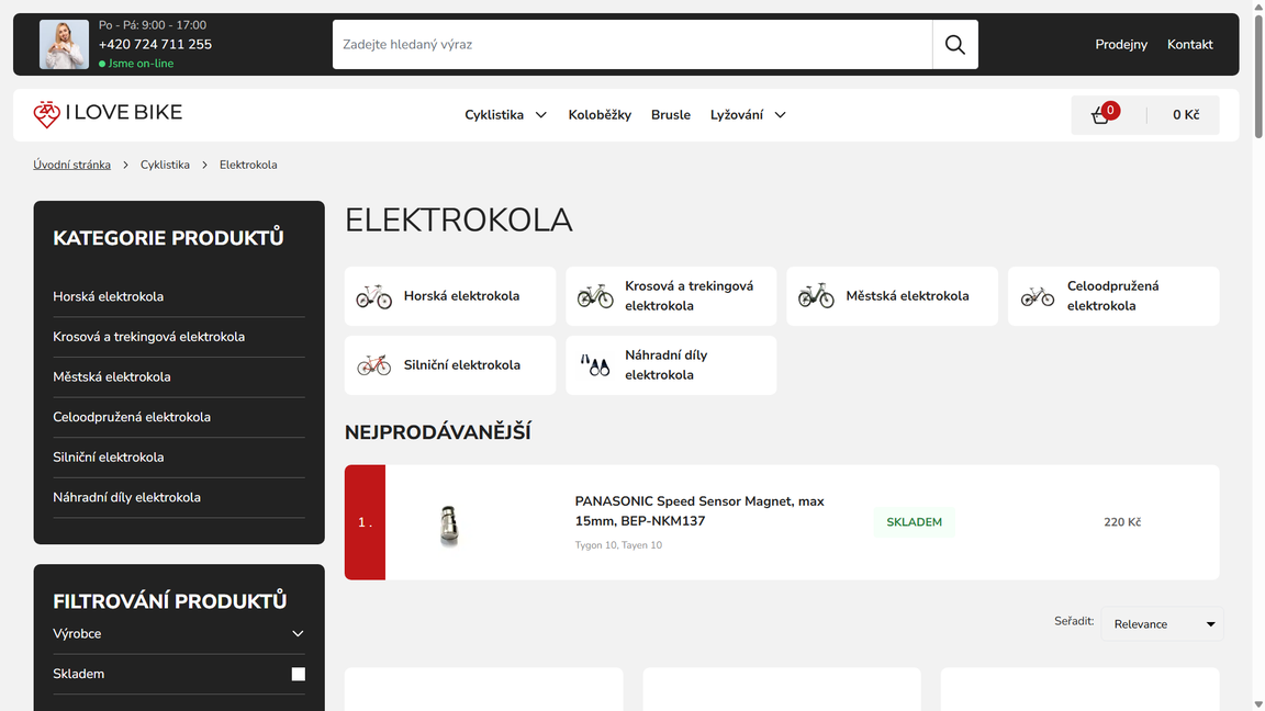 Product listing, e-shop