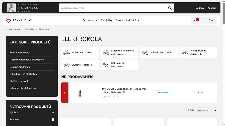 Výpis produktů, e-shop