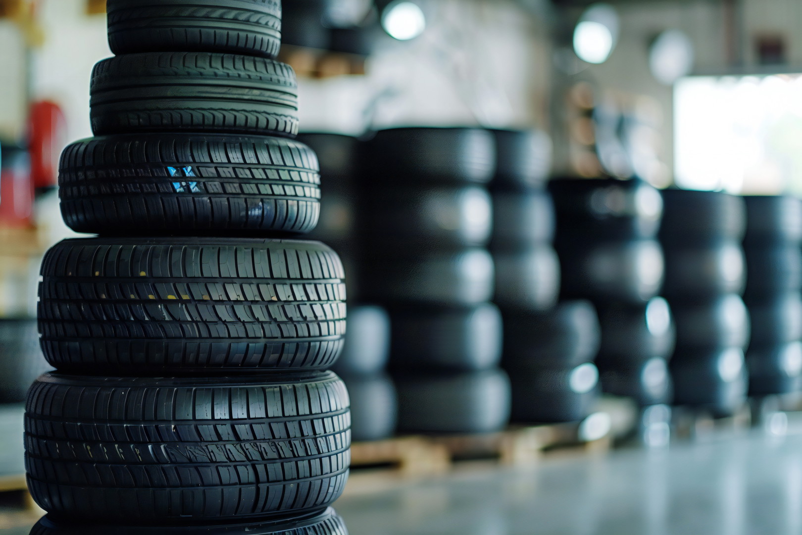 stack-new-car-tires-automotive-tire-shop-highquality-radial-tires-vehicle-maintenance