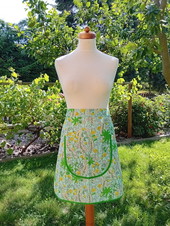 Dámská zástěra do pasu - Barevné květy na mintové