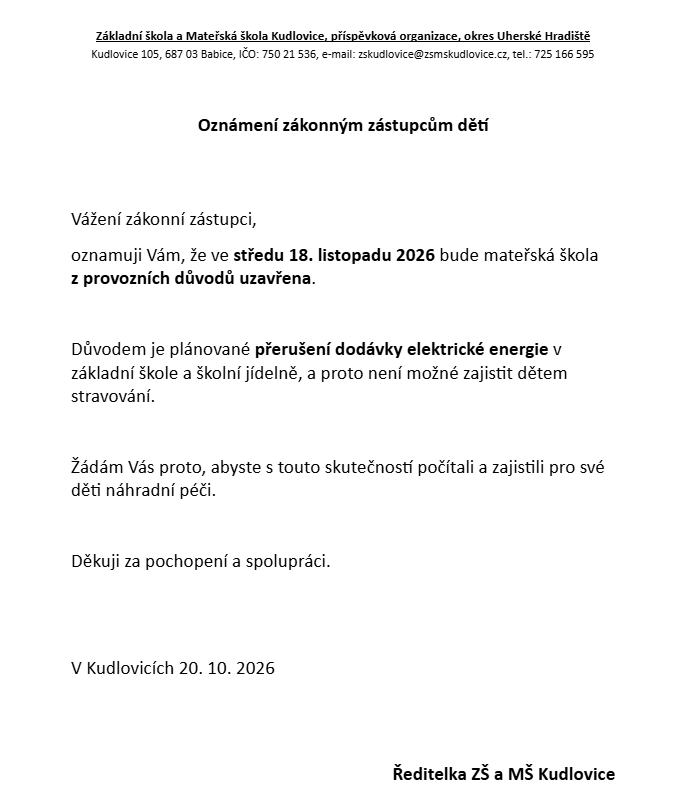MŠ mimo provoz