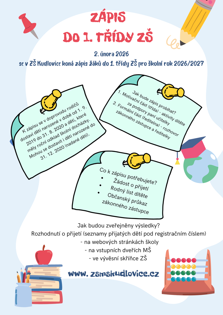 ZÁPIS DO 1. TŘÍDY ZŠ 2026